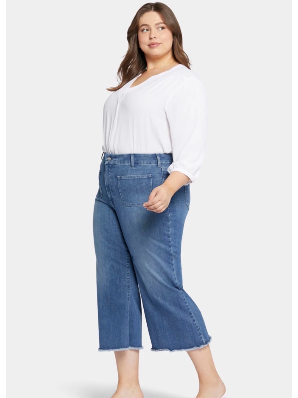 NYDJ Patchie Wide Leg Capris Pocket Denim Jeans Sz 16P 16 Petite Stretch
